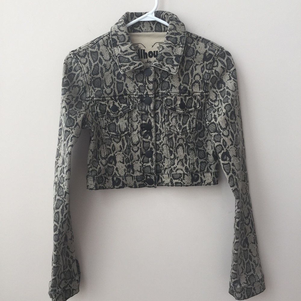 Dollhouse Cropped Snake Print Jean Jacket Size S